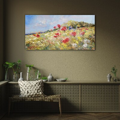 Flower landscape in the summer sun Glass Wall Art