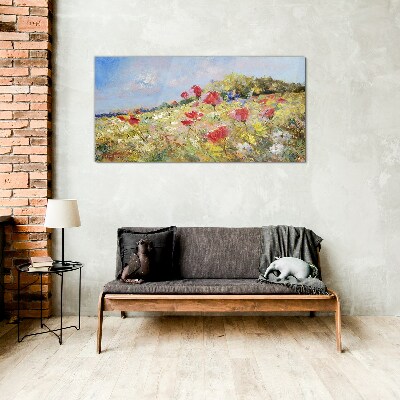 Flower landscape in the summer sun Glass Wall Art