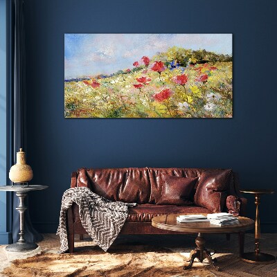 Flower landscape in the summer sun Glass Wall Art