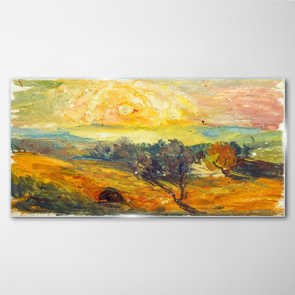 Golden fields under the sun Glass Wall Art