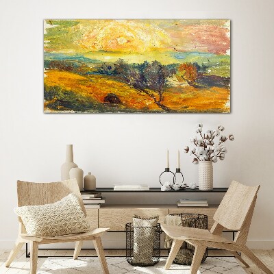 Golden fields under the sun Glass Wall Art