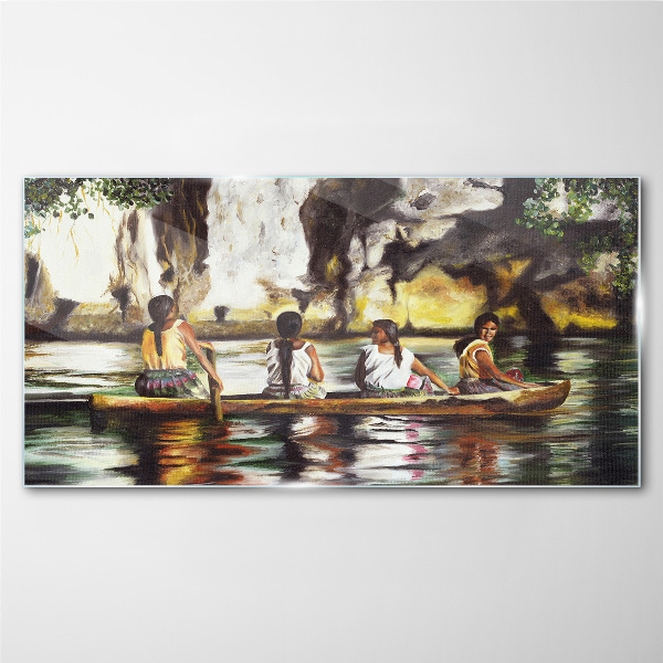 Water reflections of everyday life Glass Wall Art