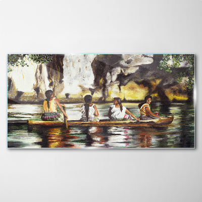 Water reflections of everyday life Glass Wall Art