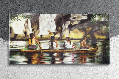Water reflections of everyday life Glass Wall Art