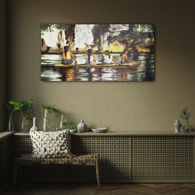 Water reflections of everyday life Glass Wall Art