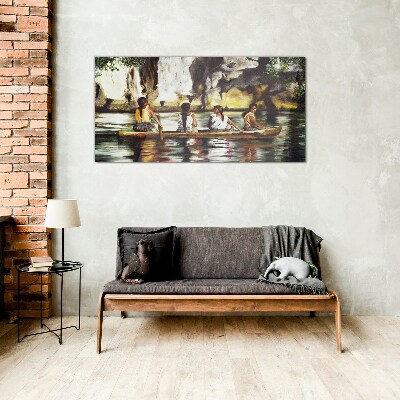 Water reflections of everyday life Glass Wall Art
