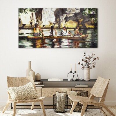 Water reflections of everyday life Glass Wall Art