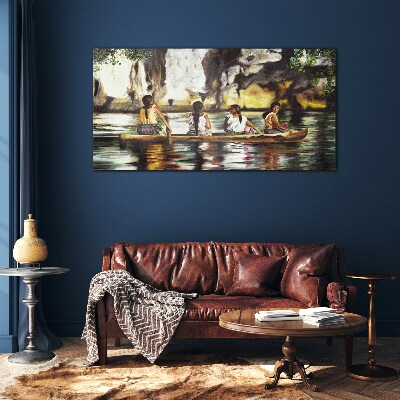 Water reflections of everyday life Glass Wall Art