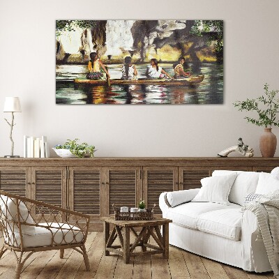 Water reflections of everyday life Glass Wall Art
