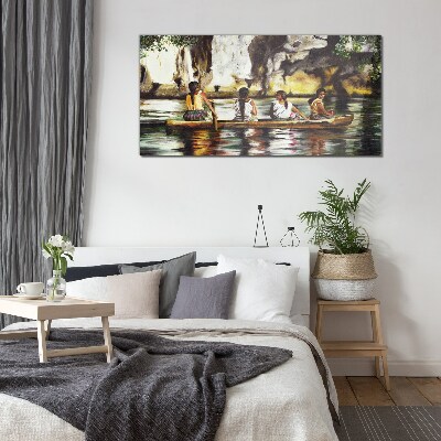 Water reflections of everyday life Glass Wall Art