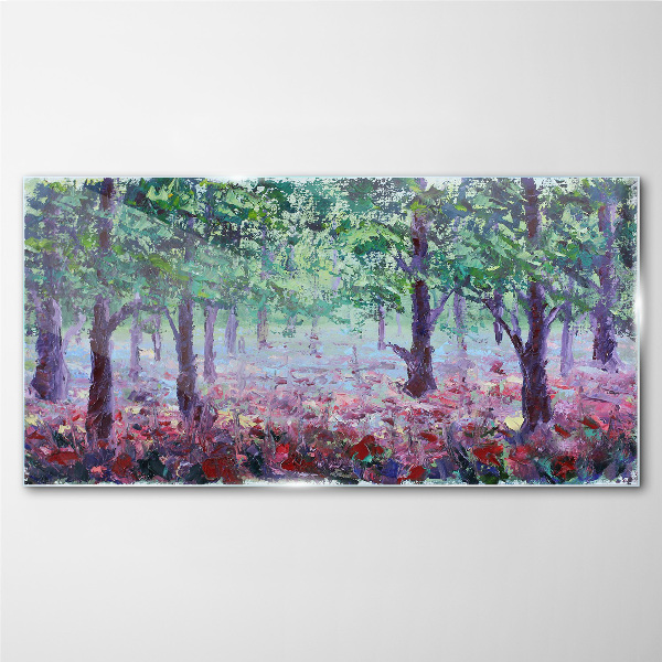 Flower forest in the morning Glass Wall Art