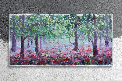 Flower forest in the morning Glass Wall Art