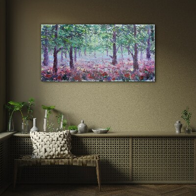 Flower forest in the morning Glass Wall Art