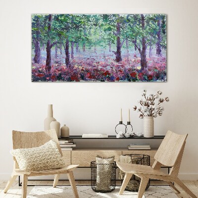 Flower forest in the morning Glass Wall Art