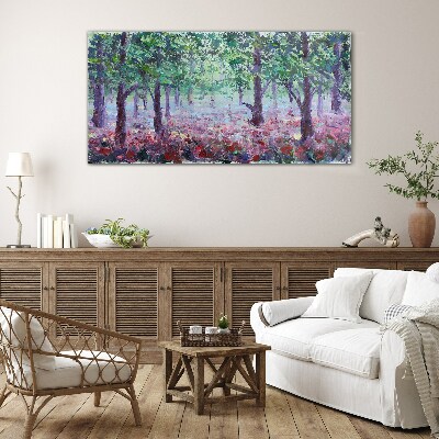Flower forest in the morning Glass Wall Art