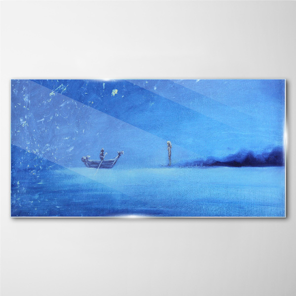 A peaceful haven in blue tones Glass Wall Art