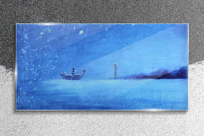 A peaceful haven in blue tones Glass Wall Art