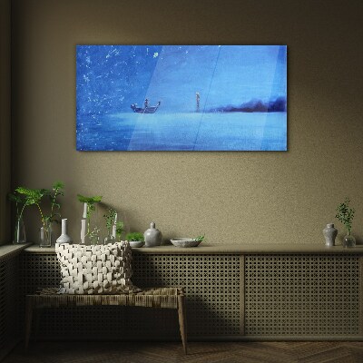 A peaceful haven in blue tones Glass Wall Art