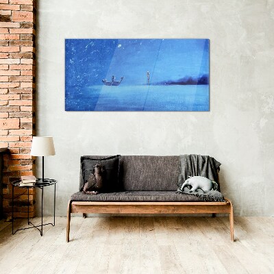 A peaceful haven in blue tones Glass Wall Art