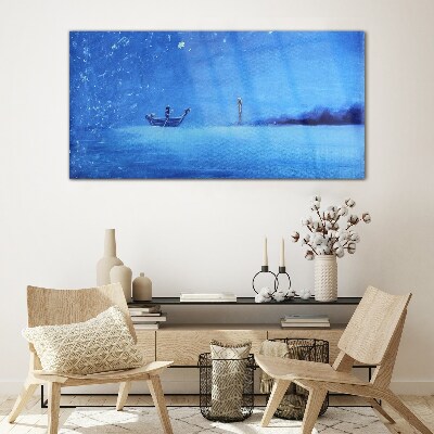 A peaceful haven in blue tones Glass Wall Art