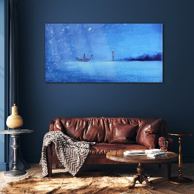 A peaceful haven in blue tones Glass Wall Art