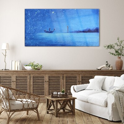 A peaceful haven in blue tones Glass Wall Art