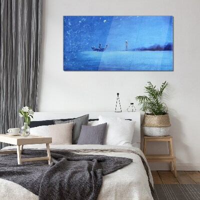 A peaceful haven in blue tones Glass Wall Art