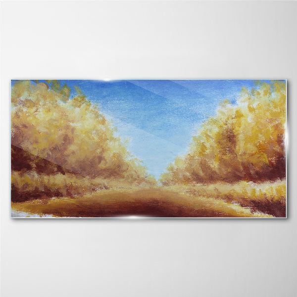 Golden avenues in the summer sun Glass Wall Art