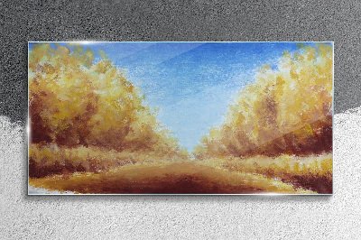 Golden avenues in the summer sun Glass Wall Art