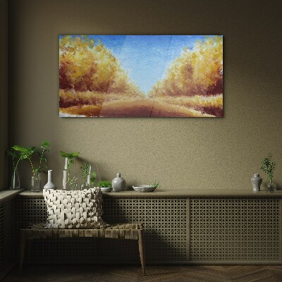 Golden avenues in the summer sun Glass Wall Art