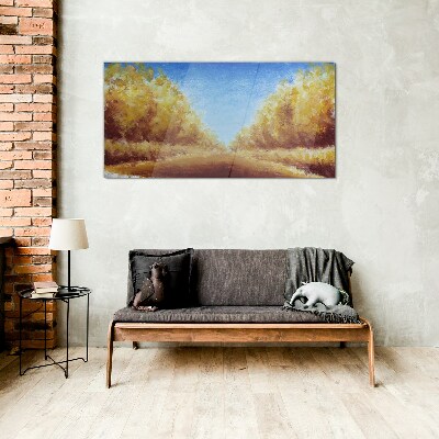 Golden avenues in the summer sun Glass Wall Art
