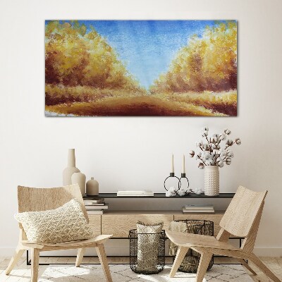 Golden avenues in the summer sun Glass Wall Art