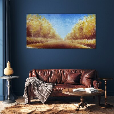 Golden avenues in the summer sun Glass Wall Art