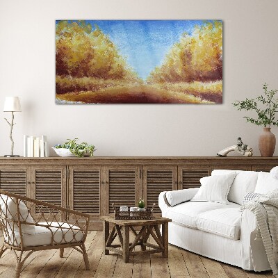 Golden avenues in the summer sun Glass Wall Art