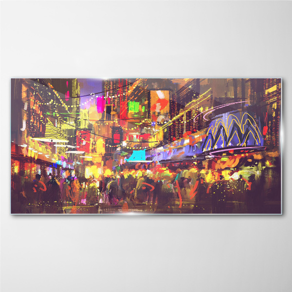 Nightlife in the city Glass Wall Art