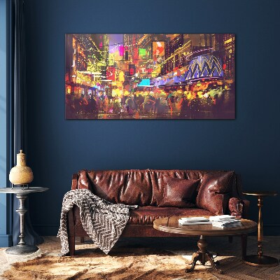 Nightlife in the city Glass Wall Art