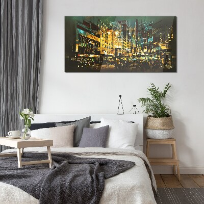 Night metropolis Glass Wall Art