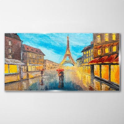 Paris street in the rain Glass Wall Art