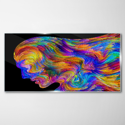 Colorful silhouette in motion Glass Wall Art