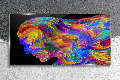 Colorful silhouette in motion Glass Wall Art