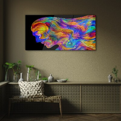 Colorful silhouette in motion Glass Wall Art