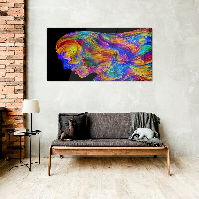 Colorful silhouette in motion Glass Wall Art