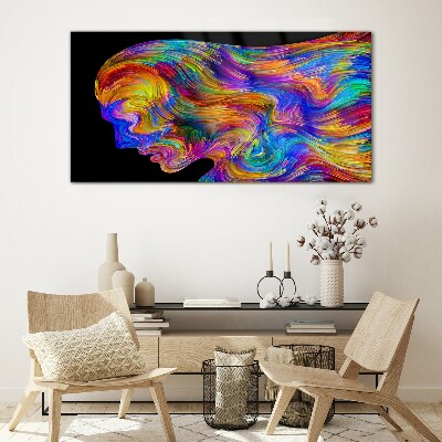 Colorful silhouette in motion Glass Wall Art