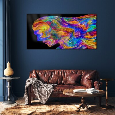Colorful silhouette in motion Glass Wall Art