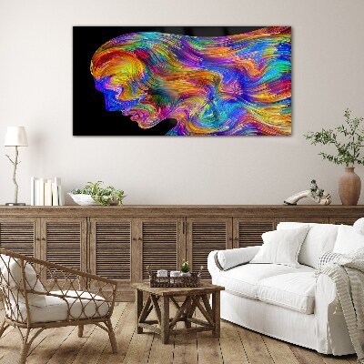 Colorful silhouette in motion Glass Wall Art