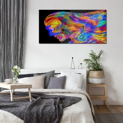 Colorful silhouette in motion Glass Wall Art