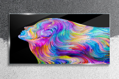 Colorful silhouette of a woman in motion Glass Wall Art