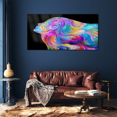 Colorful silhouette of a woman in motion Glass Wall Art