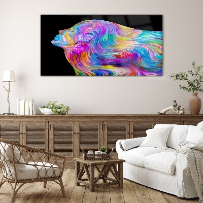 Colorful silhouette of a woman in motion Glass Wall Art
