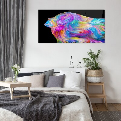 Colorful silhouette of a woman in motion Glass Wall Art